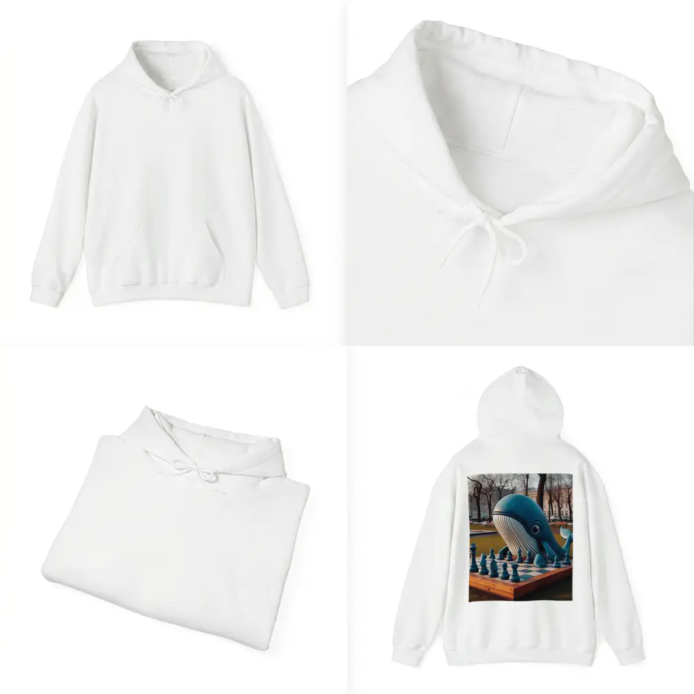 Blue Whale Playing Chess In Park – Hoodies