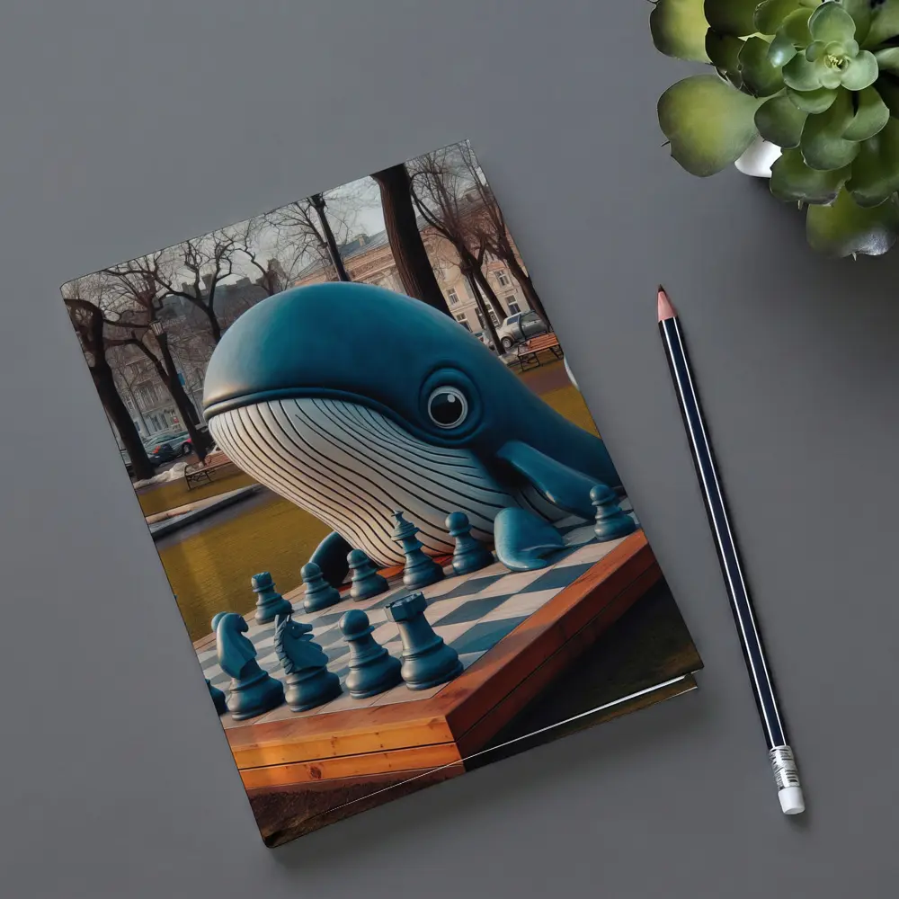 Blue Whale Playing Chess In Park – Notebooks