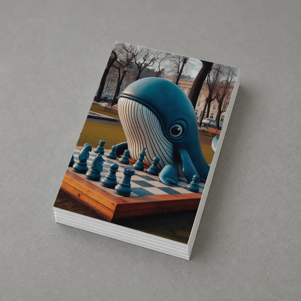 Blue Whale Playing Chess In Park – Postcards