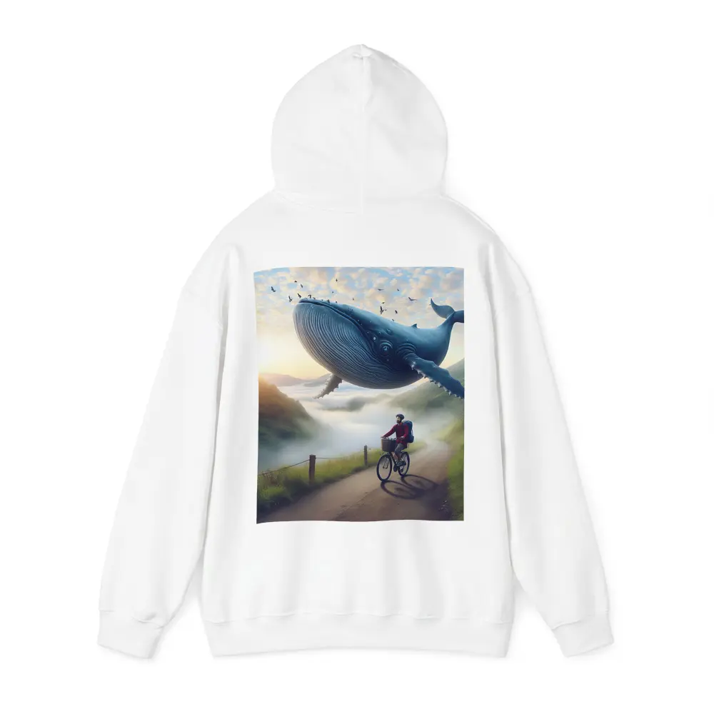 Giant Whale Flying Over Mountain Road Cyclist – Hoodies
