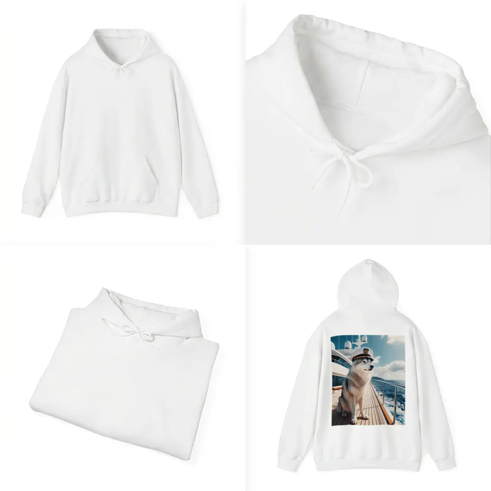 Husky Captain on Luxury Yacht Ocean – Hoodies