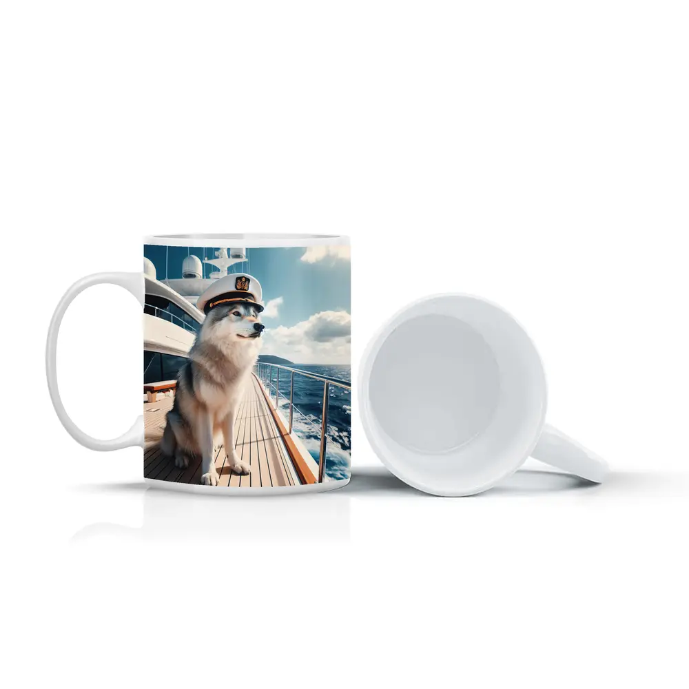 Husky Captain on Luxury Yacht Ocean – Mugs