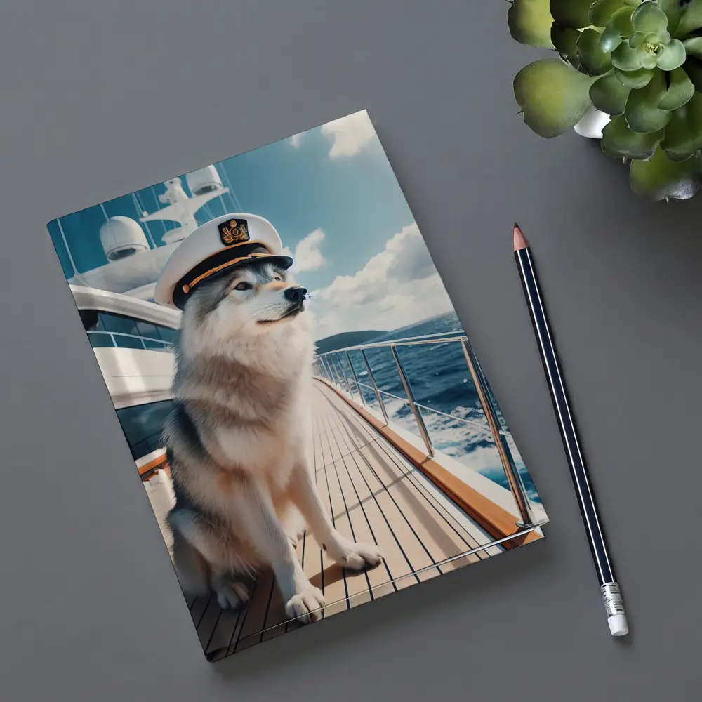 Husky Captain on Luxury Yacht Ocean – Notebooks