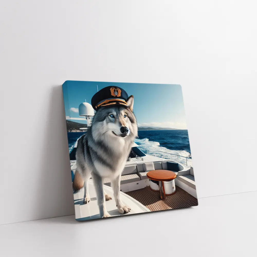 Wolf Captain Hat Yacht Ocean Background – Wall Art