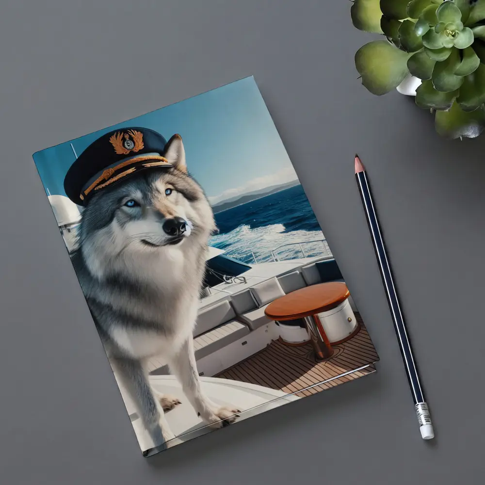Wolf Captain Hat Yacht Ocean Background – Notebooks