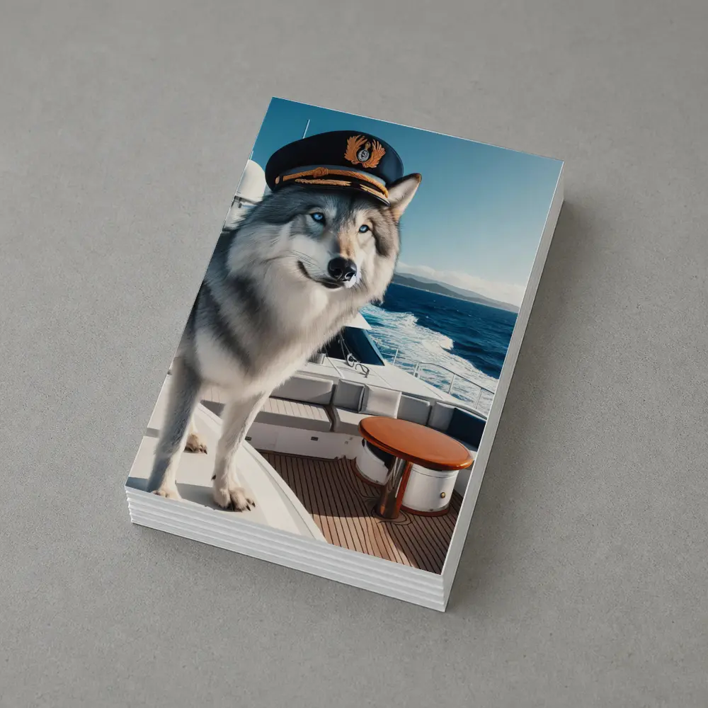 Wolf Captain Hat Yacht Ocean Background – Postcards