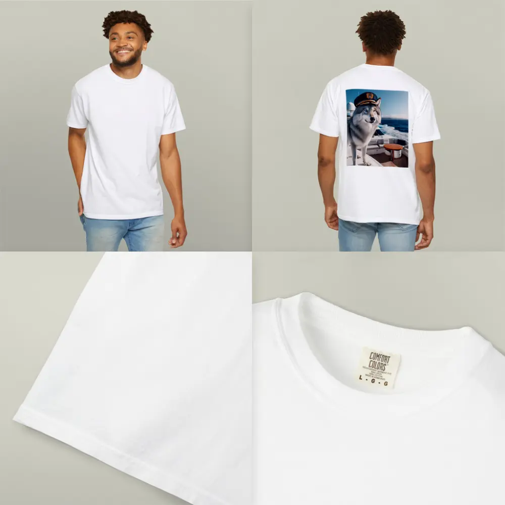 Wolf Captain Hat Yacht Ocean Background – T-Shirts