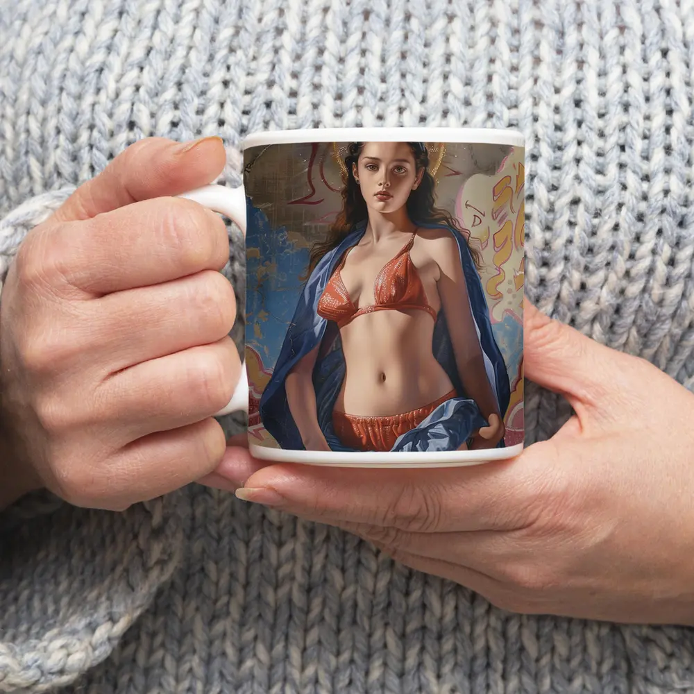 Sacred Woman Graffiti Urban Art Background – Mugs