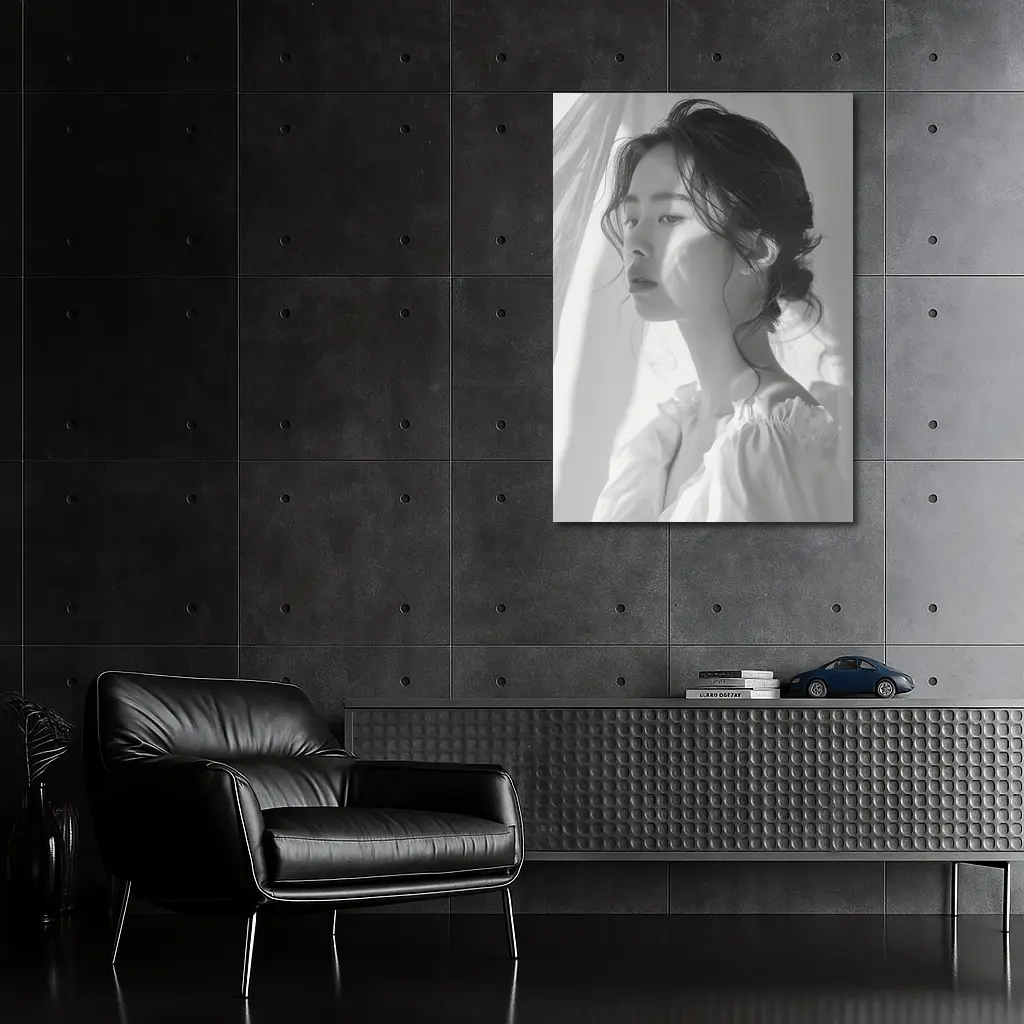 Asian Woman Portrait Black and White Art – Wall Art