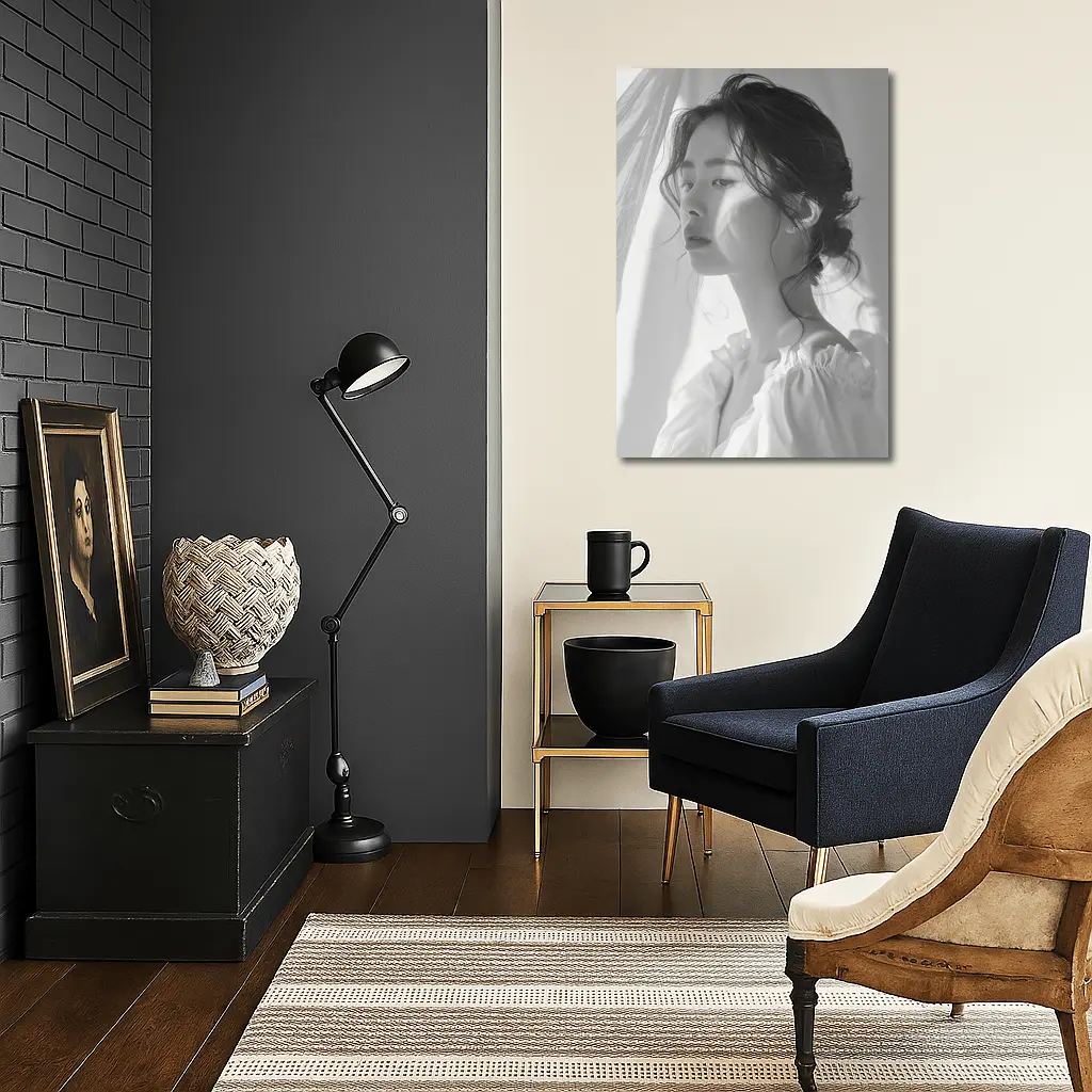 Asian Woman Portrait Black and White Art – Wall Art