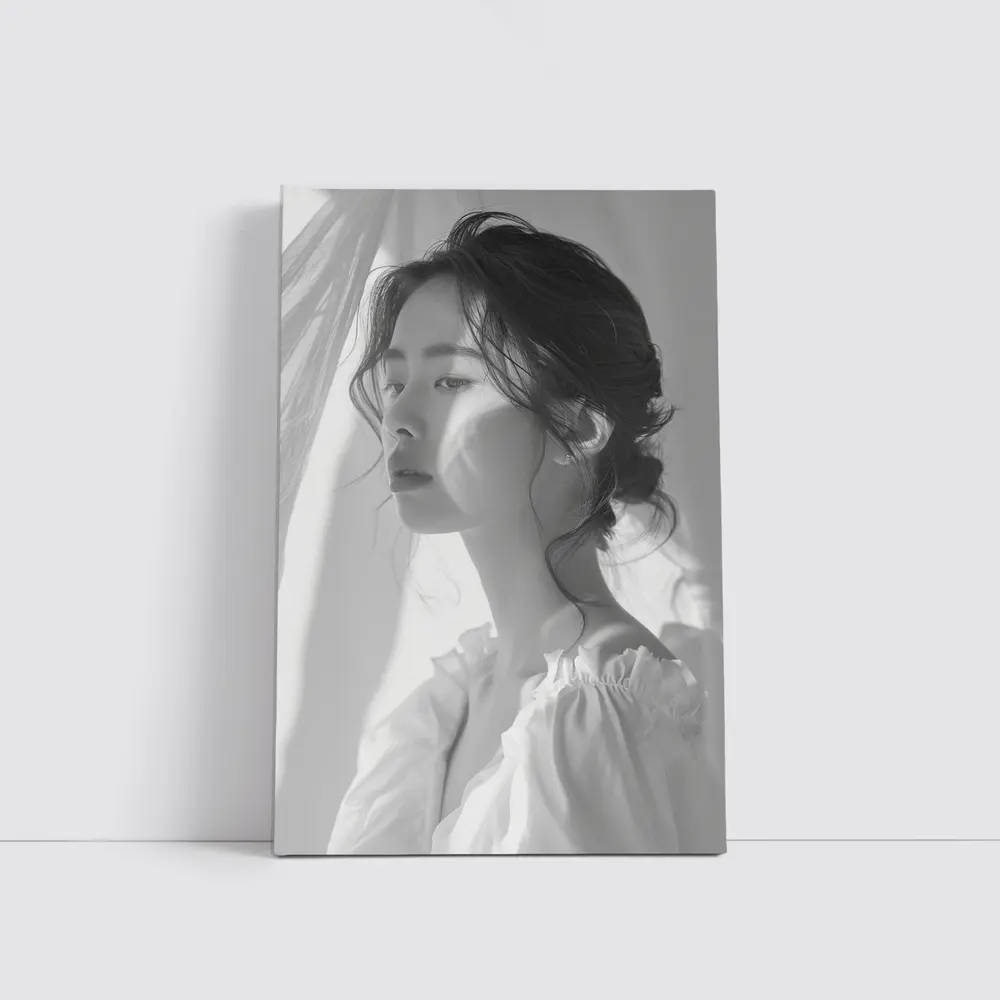 Asian Woman Portrait Black and White Art – Wall Art