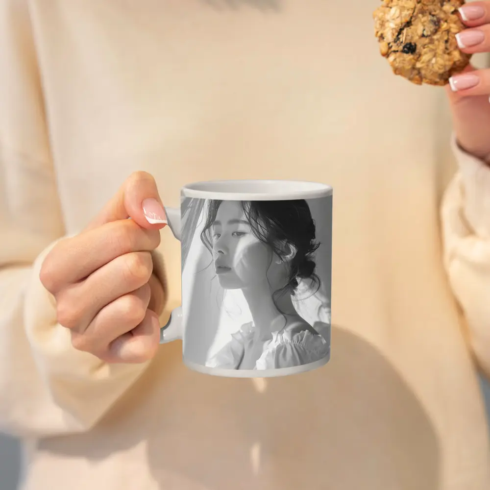 Asian Woman Portrait Black and White Art – Mugs
