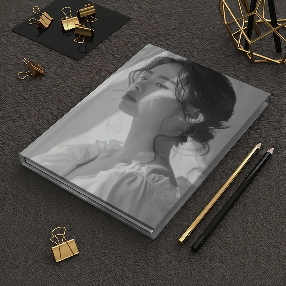 Asian Woman Portrait Black and White Art – Notebooks