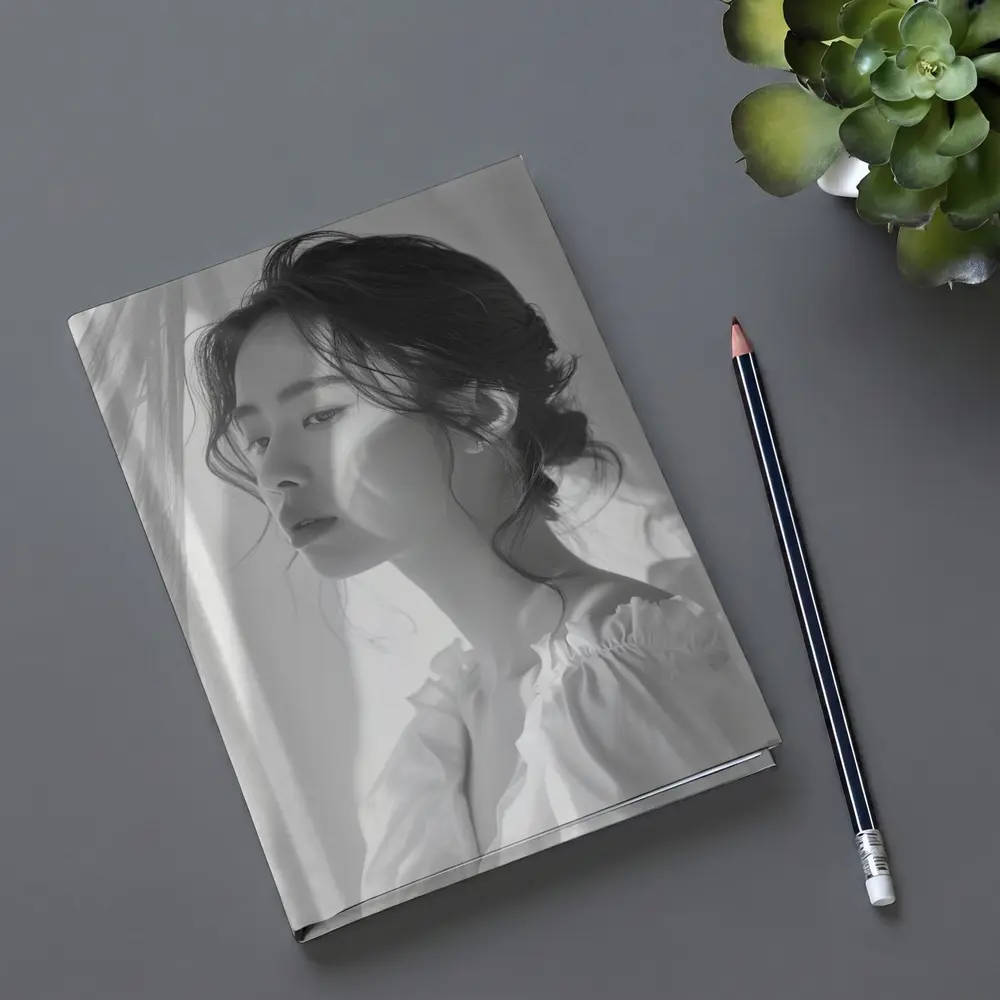 Asian Woman Portrait Black and White Art – Notebooks