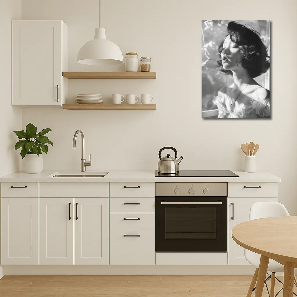 Black and White Woman Portrait Soft Light – Wall Art