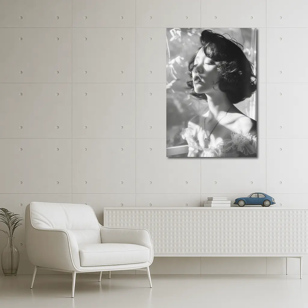 Black and White Woman Portrait Soft Light – Wall Art