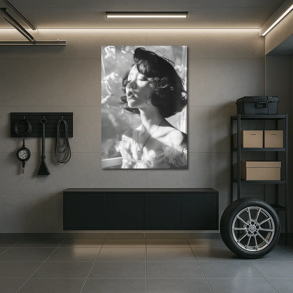 Black and White Woman Portrait Soft Light – Wall Art