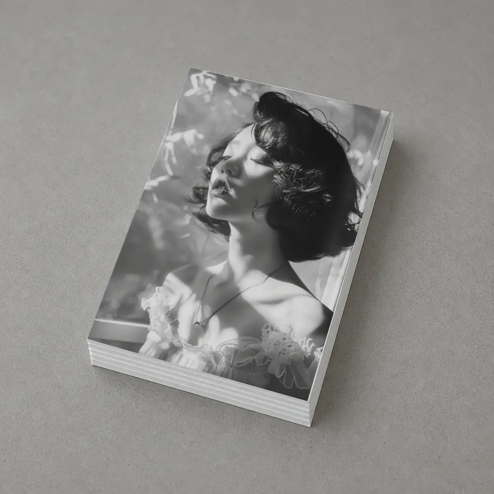 Black and White Woman Portrait Soft Light – Postcards
