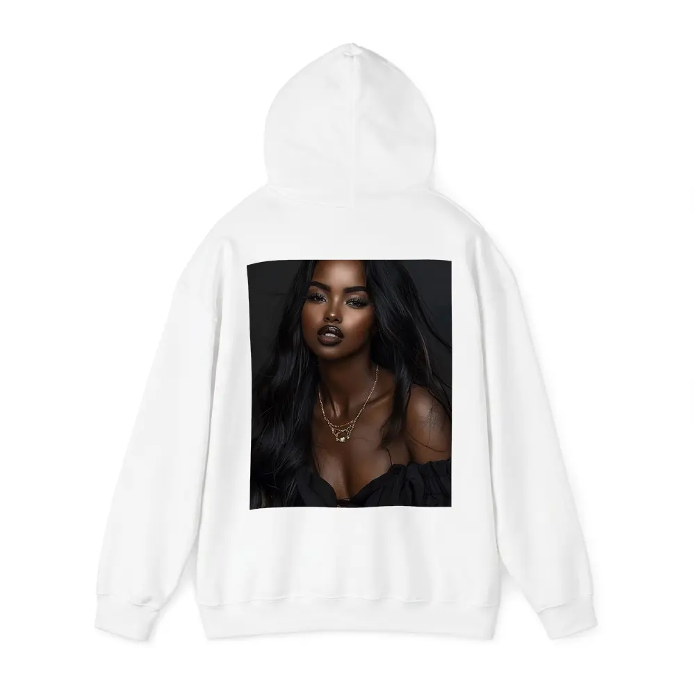 Elegant Black Woman Dark Studio Portrait – Hoodies