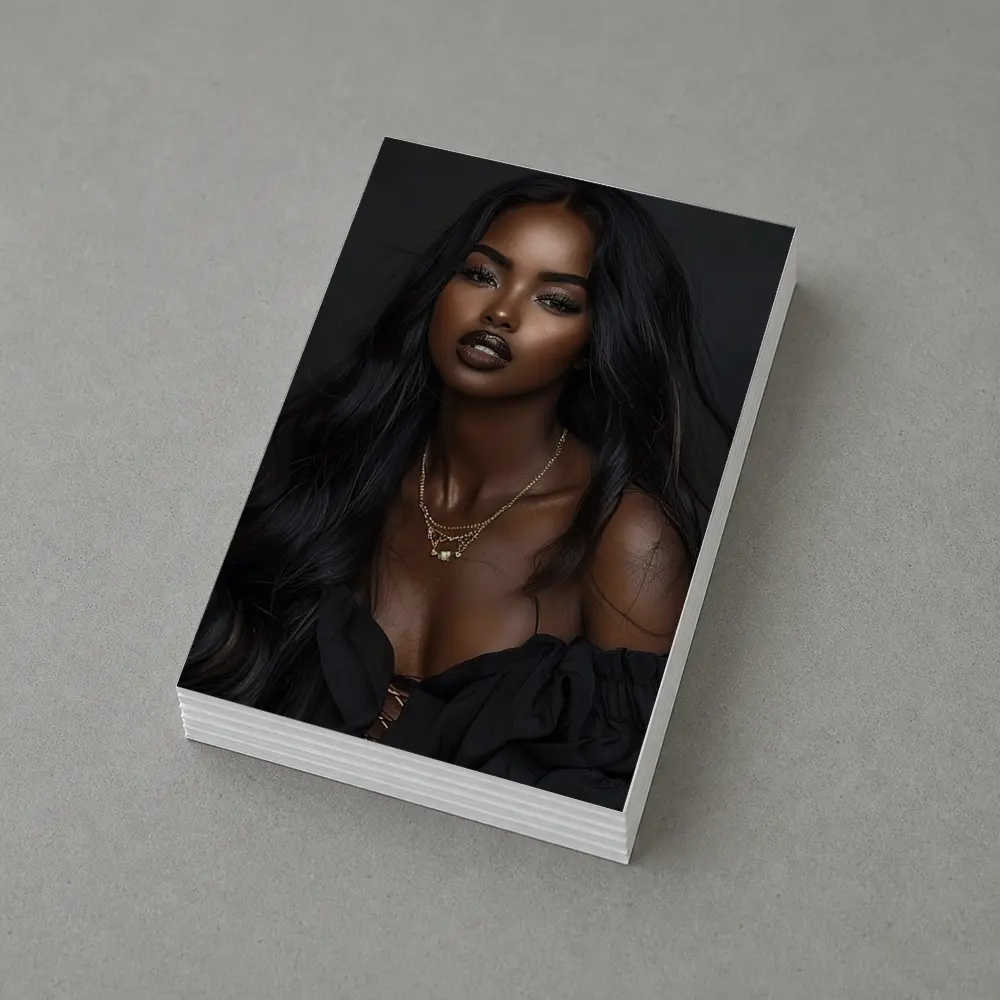 Elegant Black Woman Dark Studio Portrait – Postcards