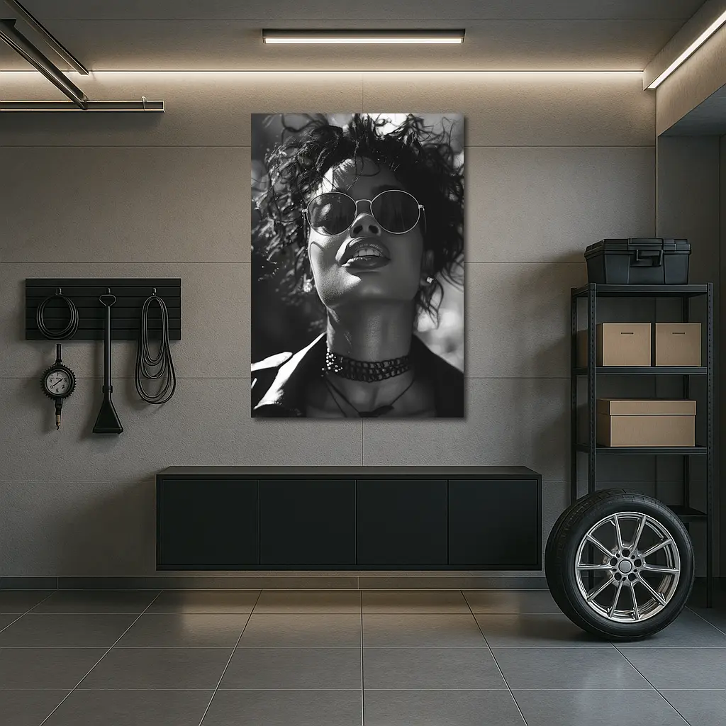 Black and White Woman Portrait Sunglasses Fashion – Wall Art
