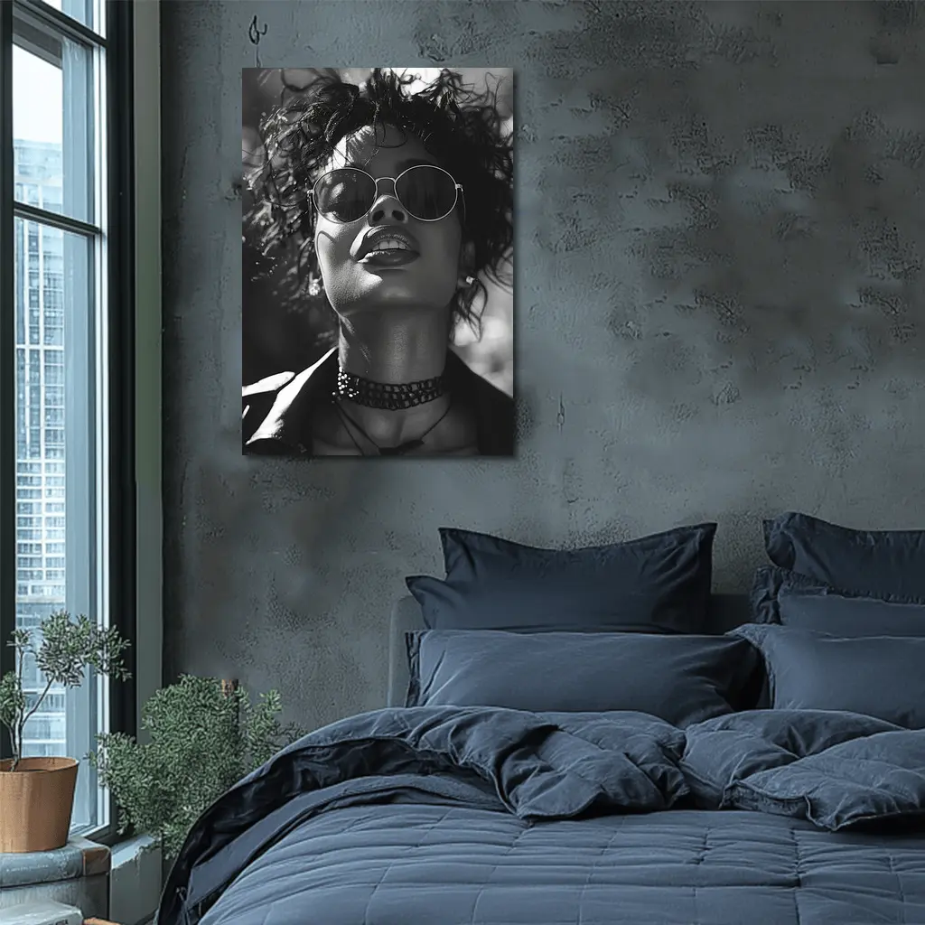Black and White Woman Portrait Sunglasses Fashion – Wall Art