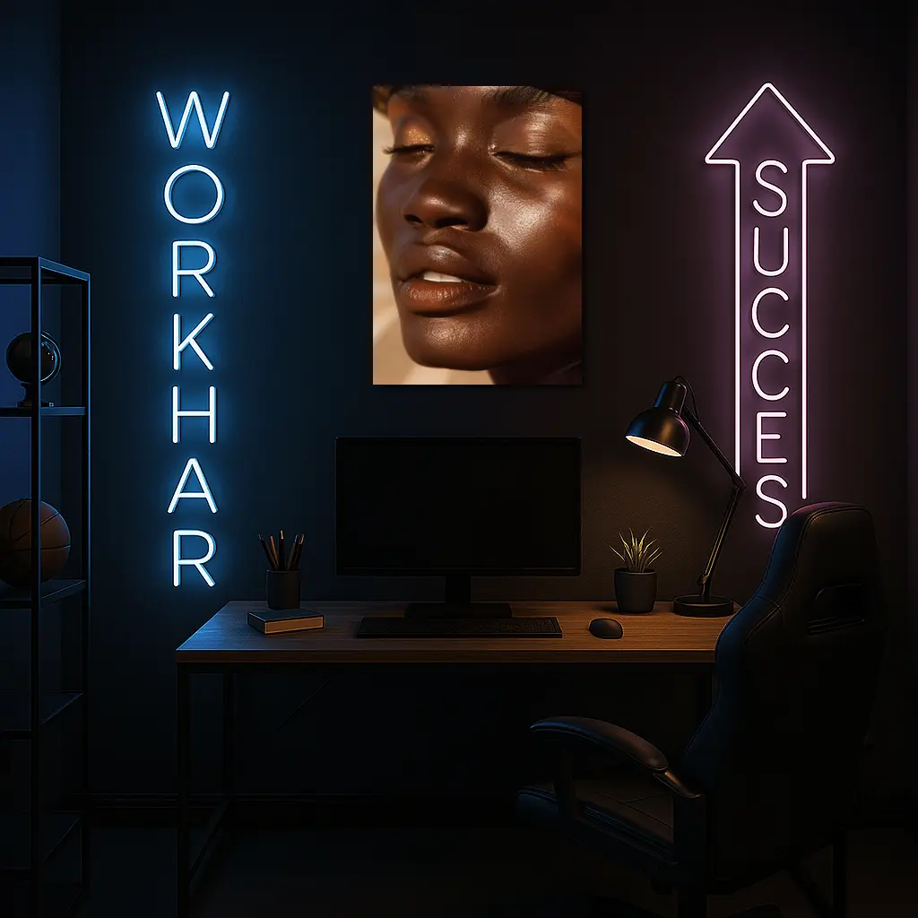 Close Up Portrait Black Woman Glowing Skin – Wall Art
