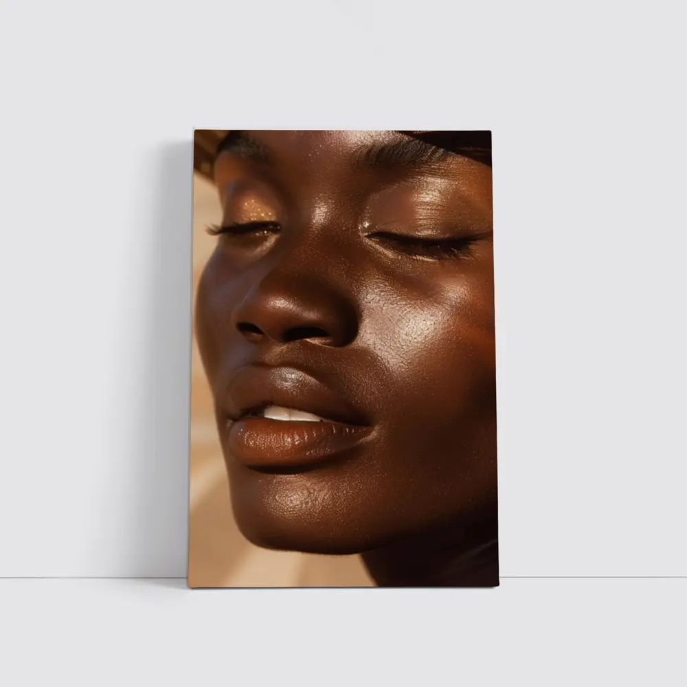 Close Up Portrait Black Woman Glowing Skin – Wall Art