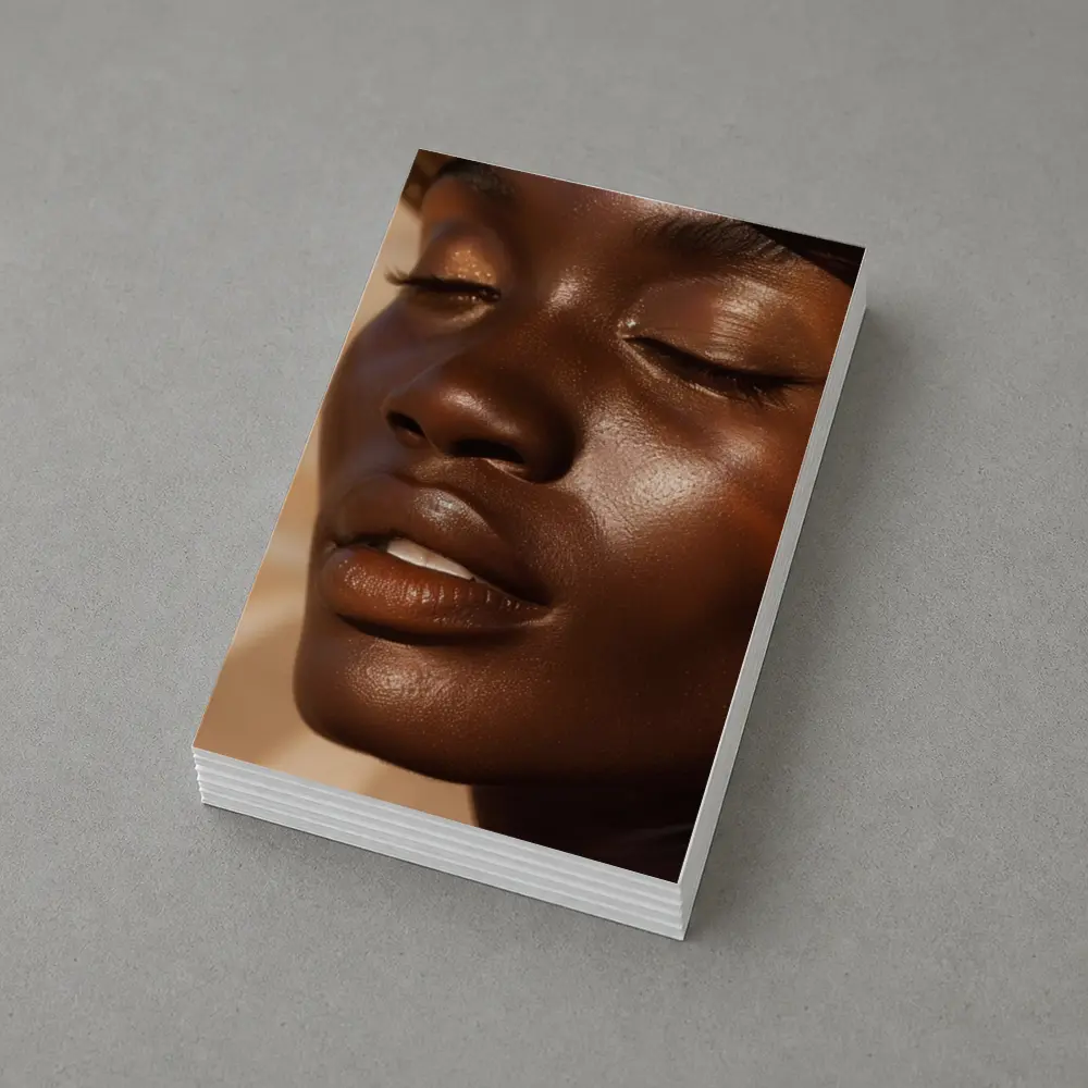Close Up Portrait Black Woman Glowing Skin – Postcards