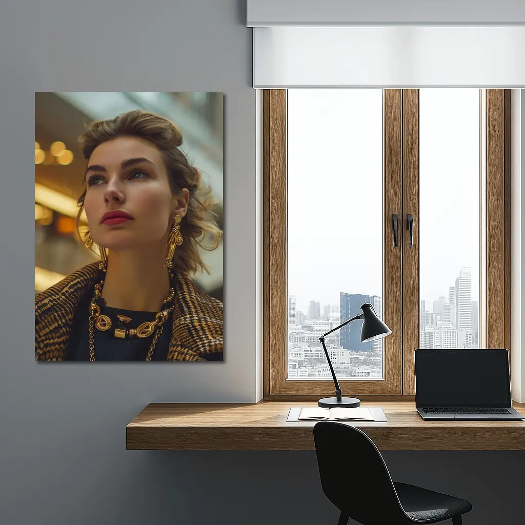 Elegant Woman Gold Jewelry Fashion Portrait – Wall Art
