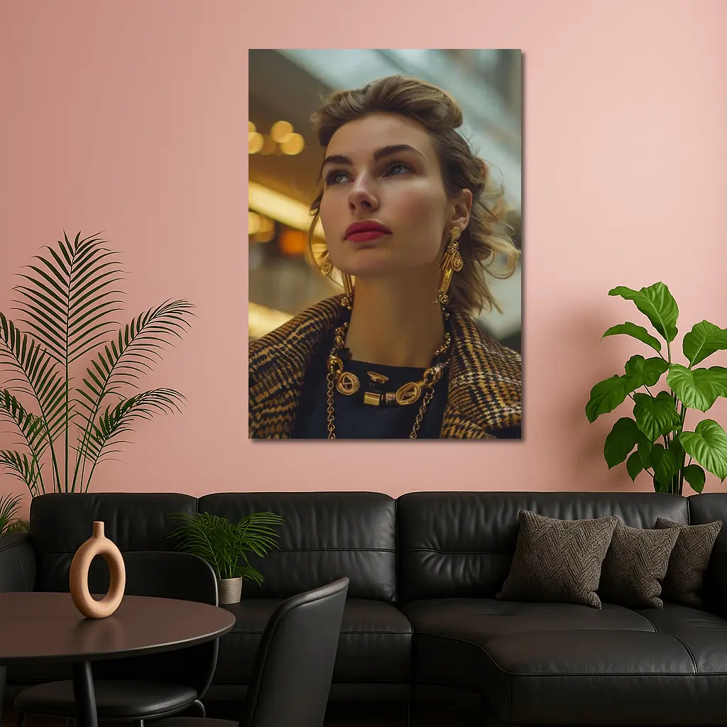 Elegant Woman Gold Jewelry Fashion Portrait – Wall Art