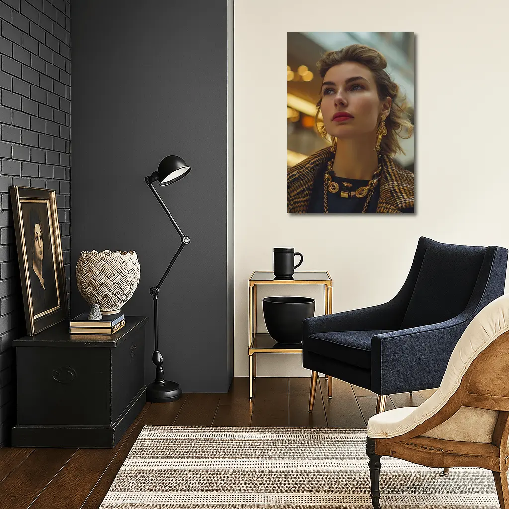 Elegant Woman Gold Jewelry Fashion Portrait – Wall Art