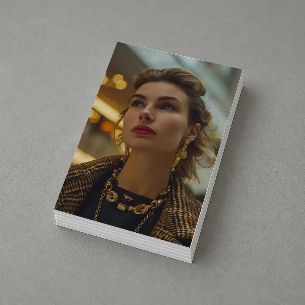 Elegant Woman Gold Jewelry Fashion Portrait – Postcards