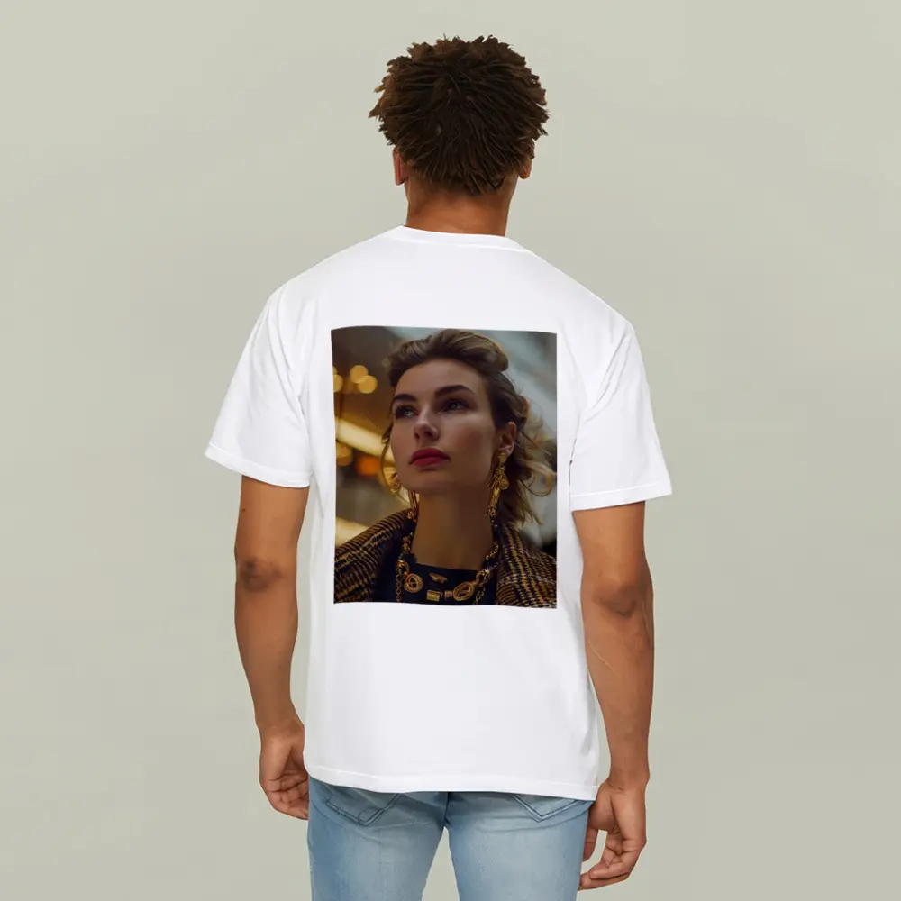 Elegant Woman Gold Jewelry Fashion Portrait – T-Shirts
