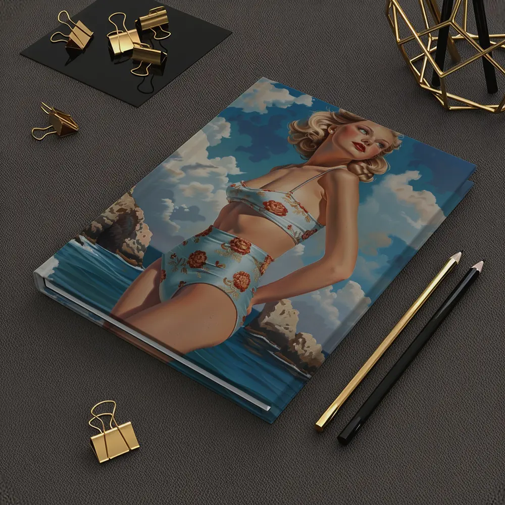 Retro Pin Up Woman Ocean Painting Art – Notebooks