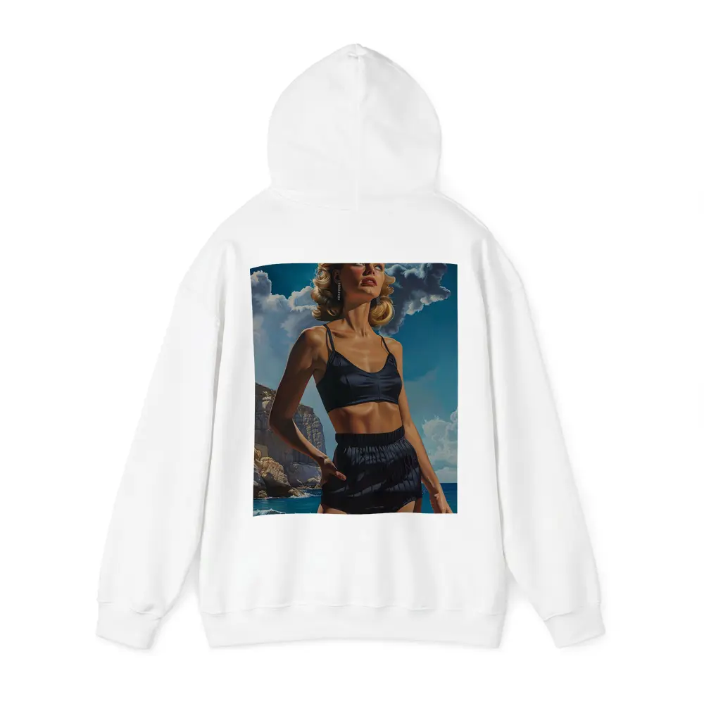 Retro Woman Blonde Beach Coastal Painting Art – Hoodies
