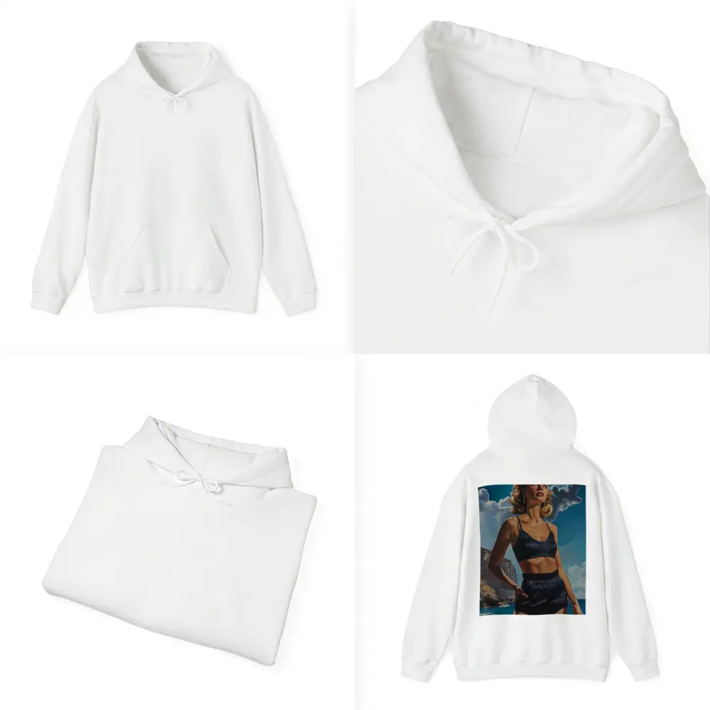 Retro Woman Blonde Beach Coastal Painting Art – Hoodies