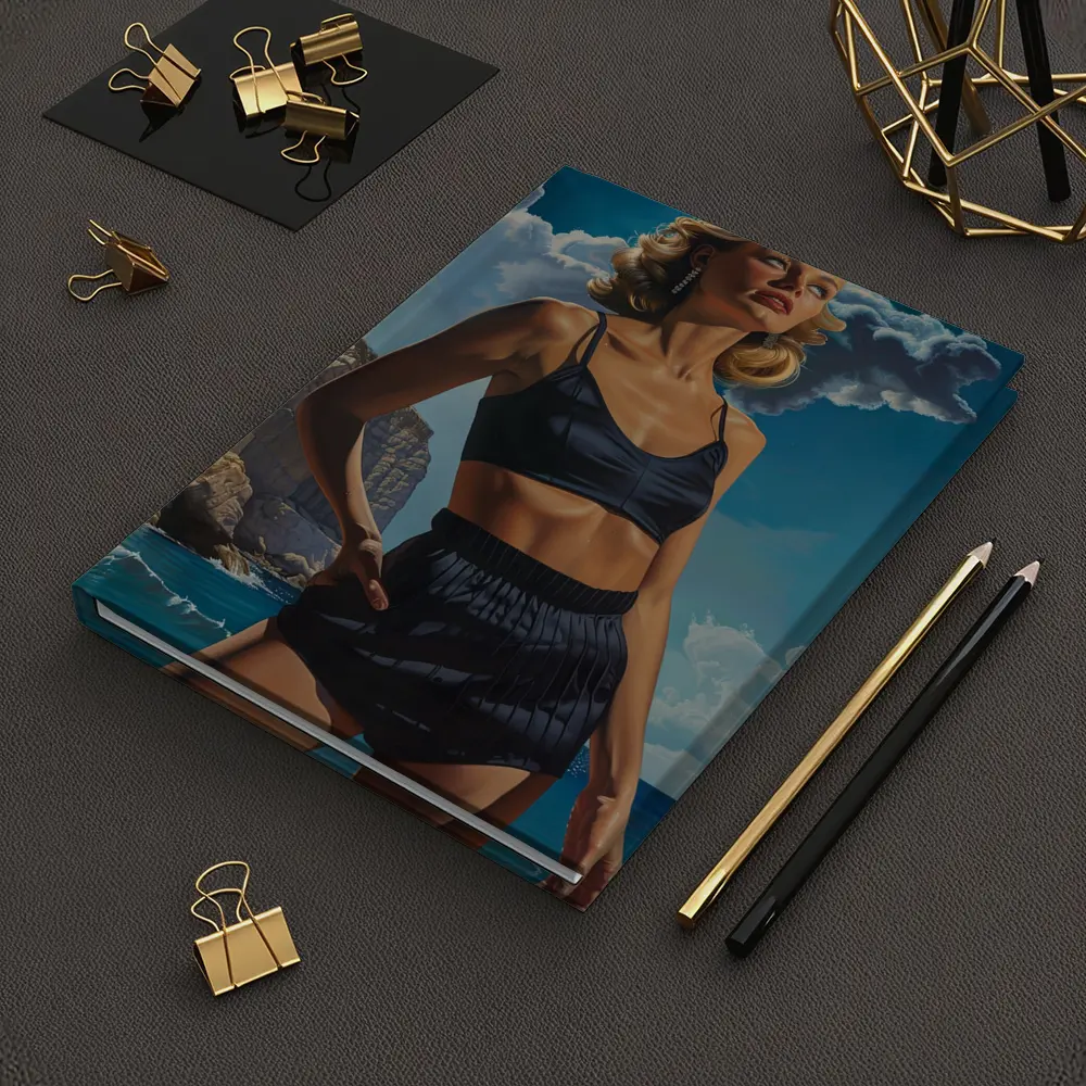 Retro Woman Blonde Beach Coastal Painting Art – Notebooks