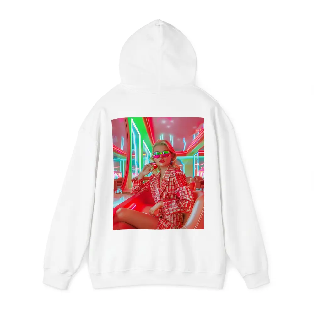 Blonde Woman Neon Interior Red Plaid Fashion – Hoodies