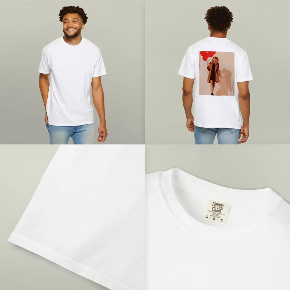 Woman Walking Red Balloons Minimal Fashion Art – T-Shirts