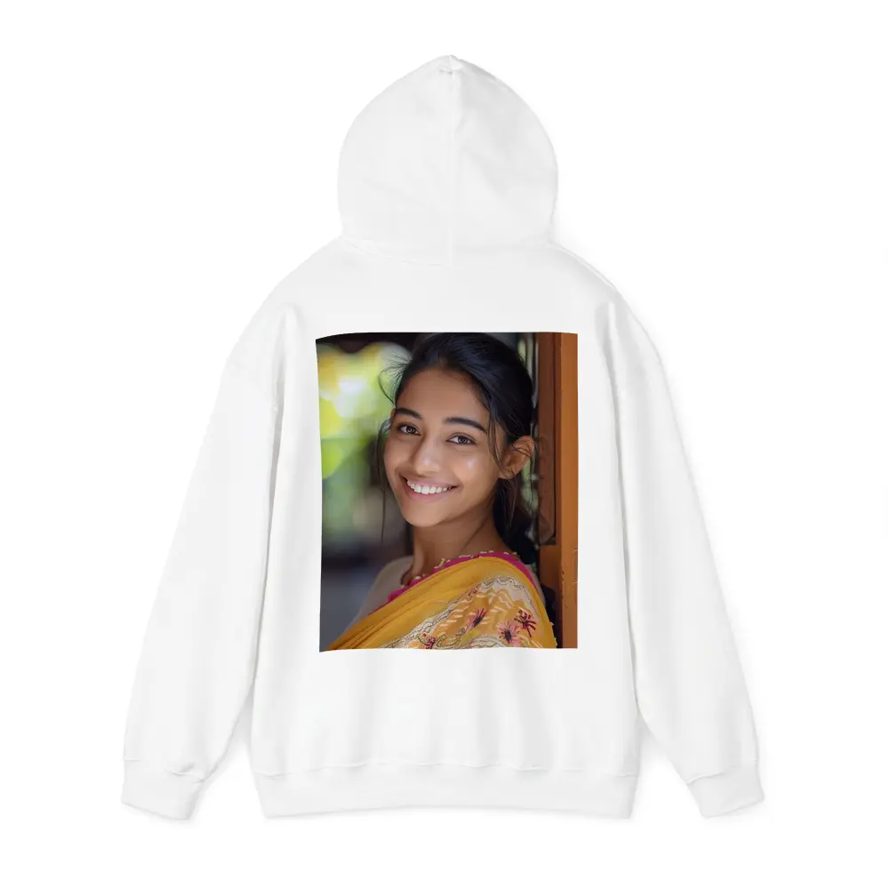 Young Indian Woman Smiling In Traditional Saree – Hoodies