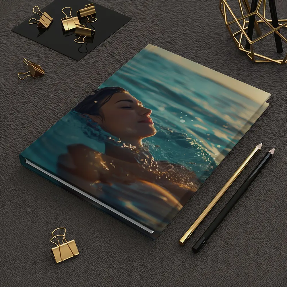 Woman Floating In Calm Ocean Water – Notebooks