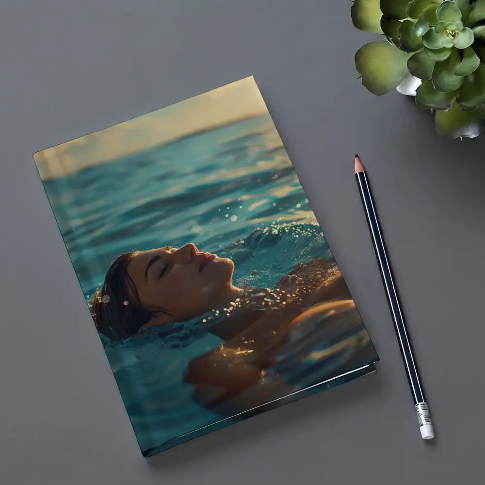 Woman Floating In Calm Ocean Water – Notebooks