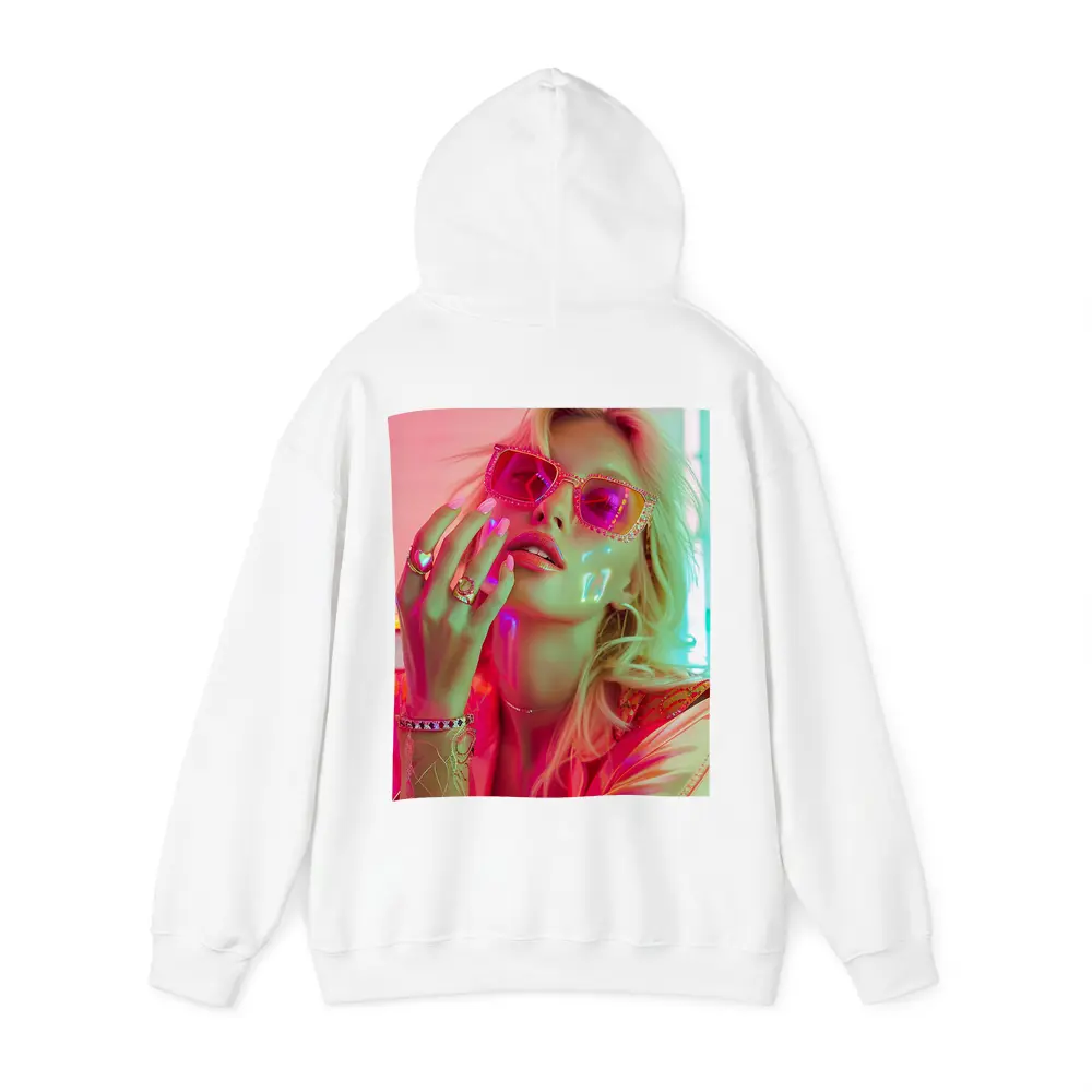Blonde Woman Pink Sunglasses Neon Glow – Hoodies