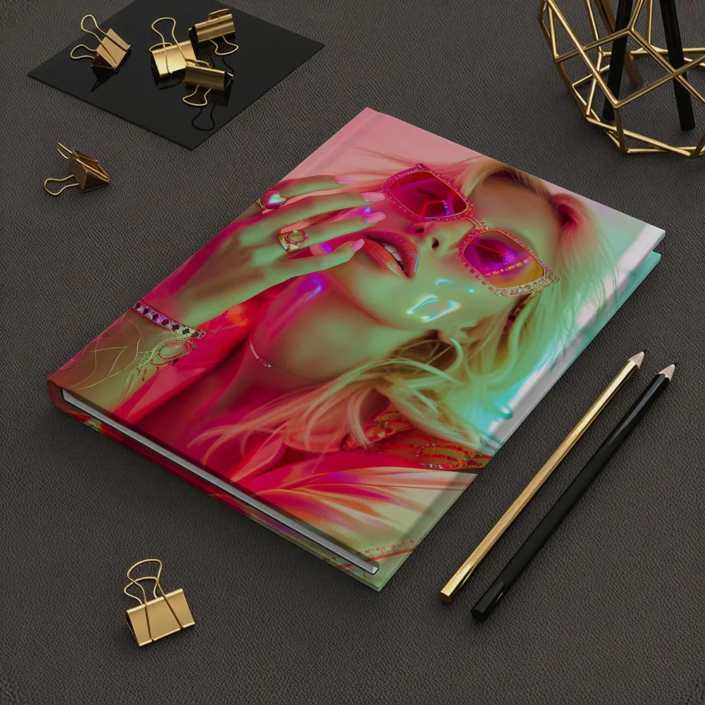 Blonde Woman Pink Sunglasses Neon Glow – Notebooks