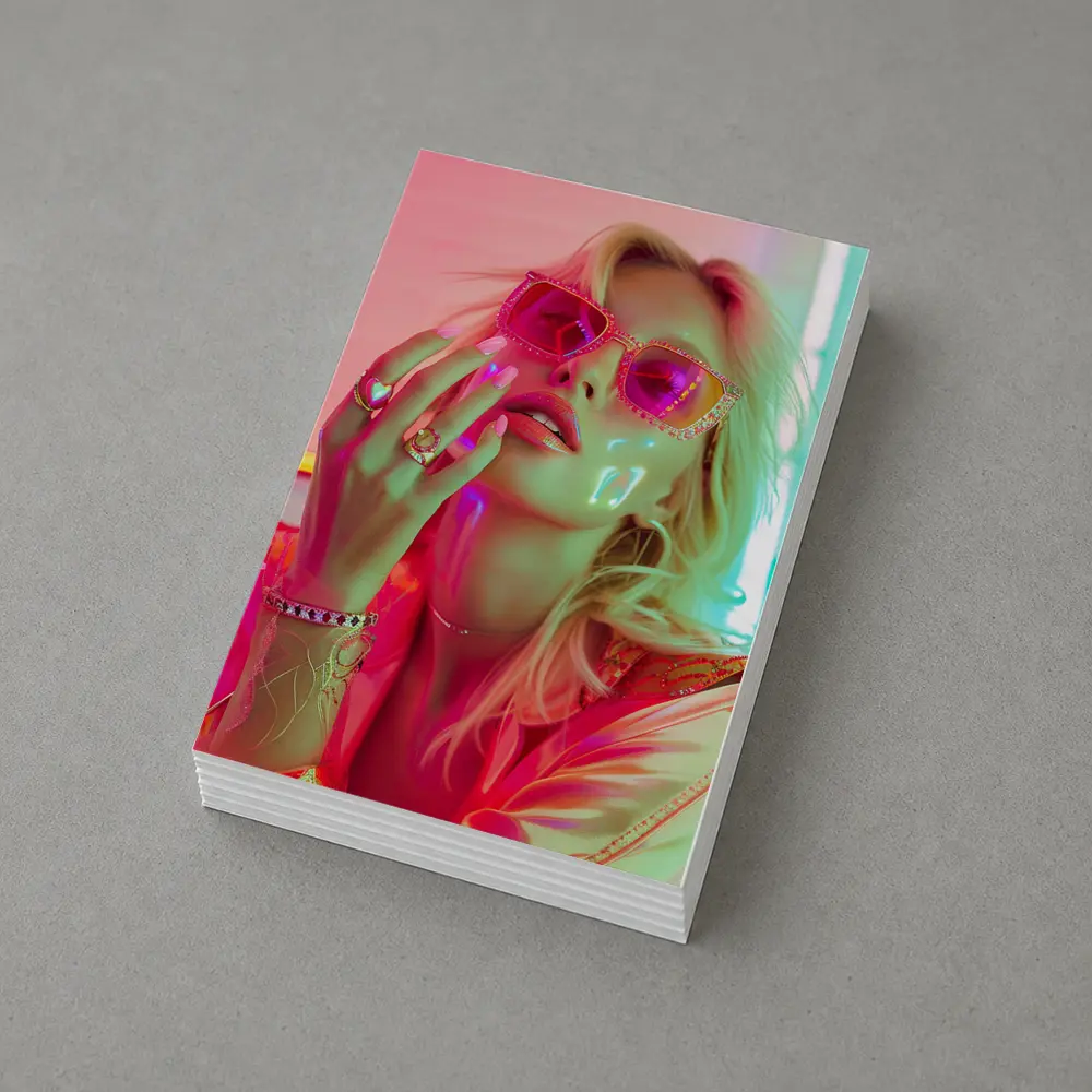 Blonde Woman Pink Sunglasses Neon Glow – Postcards