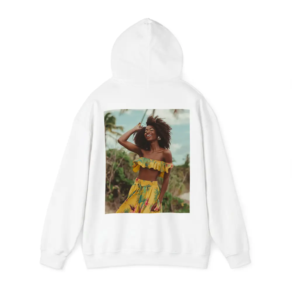 Woman Yellow Tropical Outfit Beach Palm Trees – Hoodies