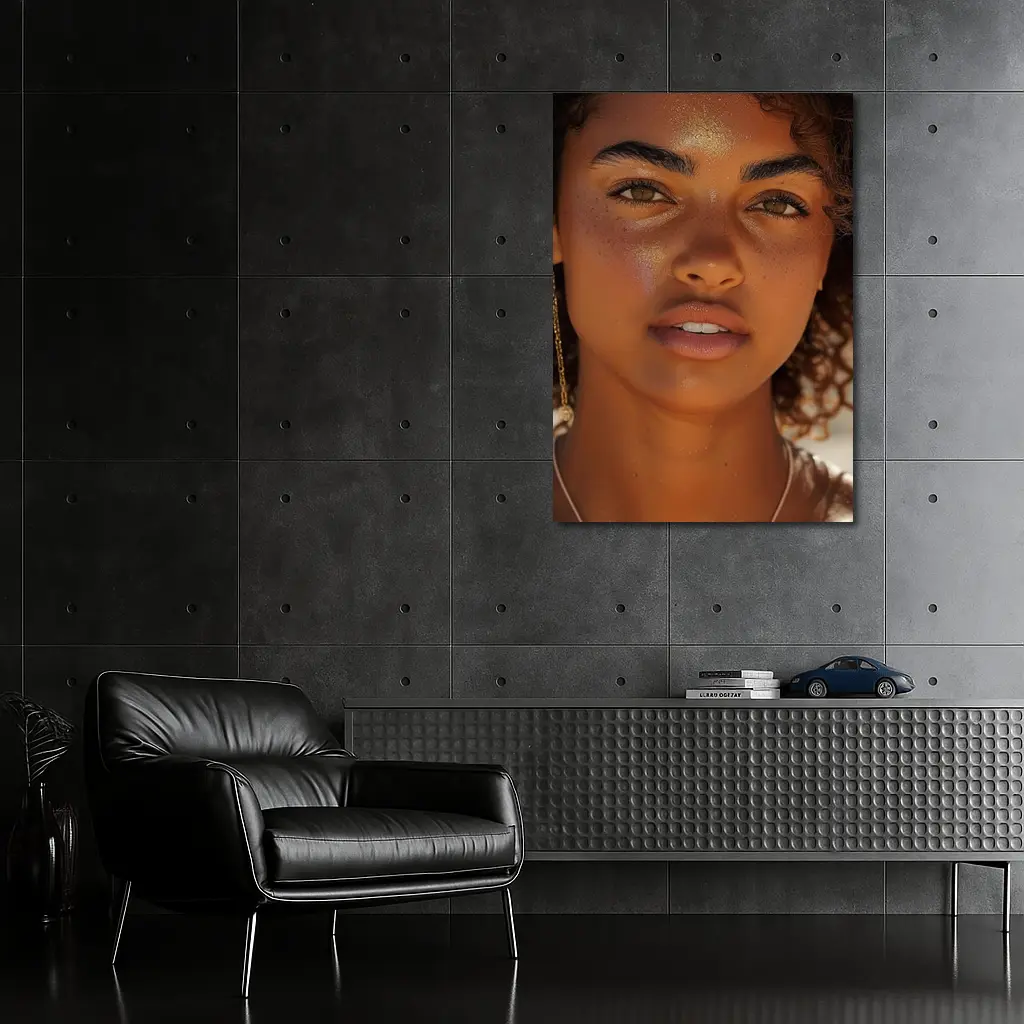 Young Woman Portrait With Gold Glitter – Wall Art