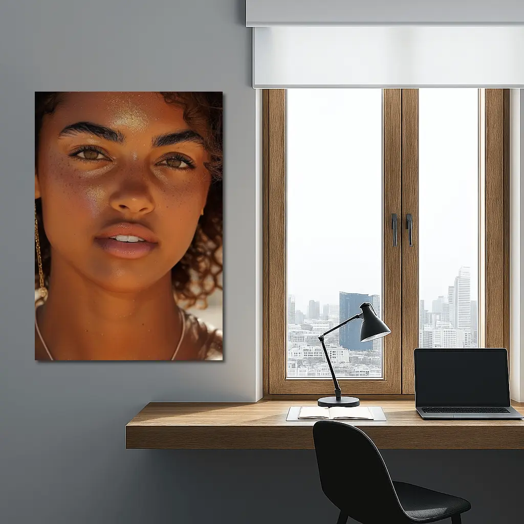Young Woman Portrait With Gold Glitter – Wall Art