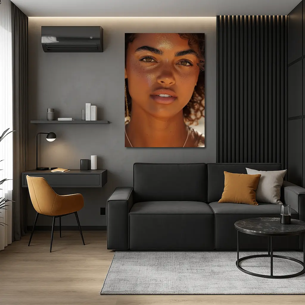 Young Woman Portrait With Gold Glitter – Wall Art